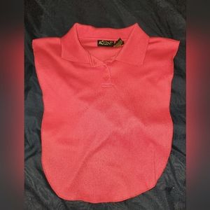 Accent Female under dickie red buttoned shirt
